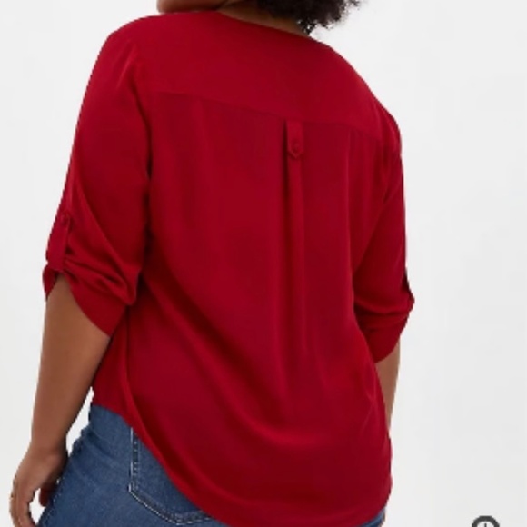 Torrid Red Harper Georgette Blouse - Picture 2 of 3